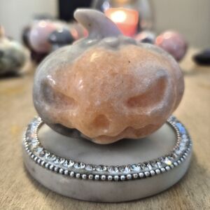 Sunstone Pumpkin Jack-o-Lantern Carved Crystal #1